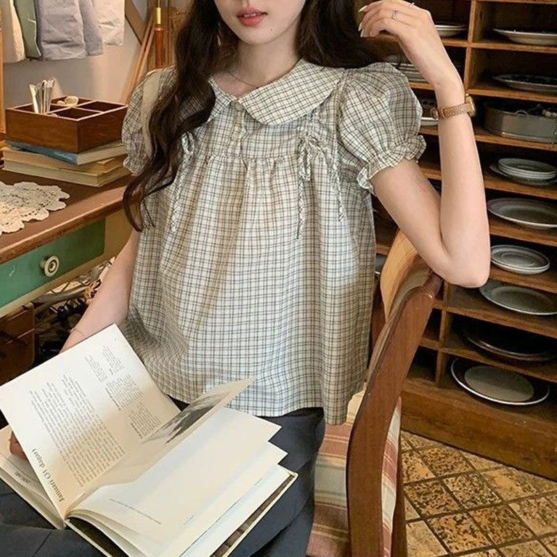 Vintage Collectible Dolls - Blusa de Mujer Estilo Preppy Coreano