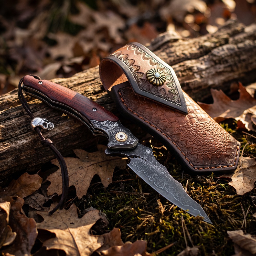 Vintage Collectible Knives - Cuchillo Plegable Vintage Grabado con Patrón
