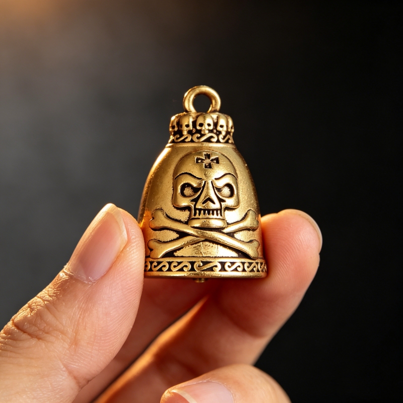 Vintage Collectible Bells - Figura de Calavera de Latón de